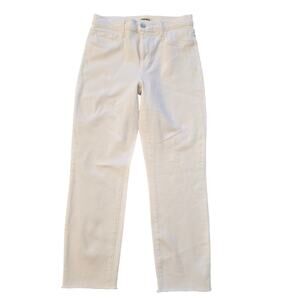 $255 L'agence Sada Slim-Leg Cropped Jean High Waist Raw Hem Skinny White Size 26